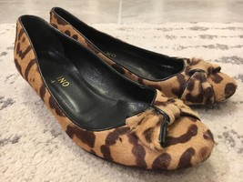 valentino Garavani Animal Print Pony Hair Heels Bows Size 37 Brown Black... - £128.19 GBP