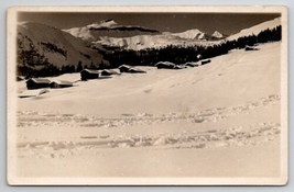RPPC Mountain Paradise In Winter Snow Covered Log Cabins Real Photo Post... - $9.95