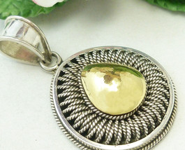 Artisan Crafted Sterling 18K Oval Pendant Two Tone Rope Design - $79.00