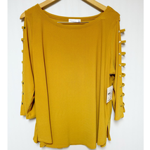 89th + Madison Womens Yellow Blouse Cage Open Sleeve 1X - £9.48 GBP