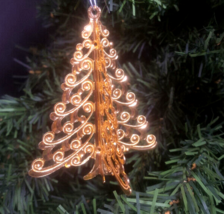 Gold Filigree West Germany christmas tree ornament vintage pierced metal - $34.33