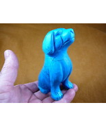 (Y-DOG-LA-750) LABRADOR Blue Dog carving FIGURINE gemstone dogs lover - $47.91 CAD