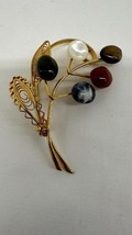 VINTAGE  PASTEL LEAF BROOCH PIN - $10.84
