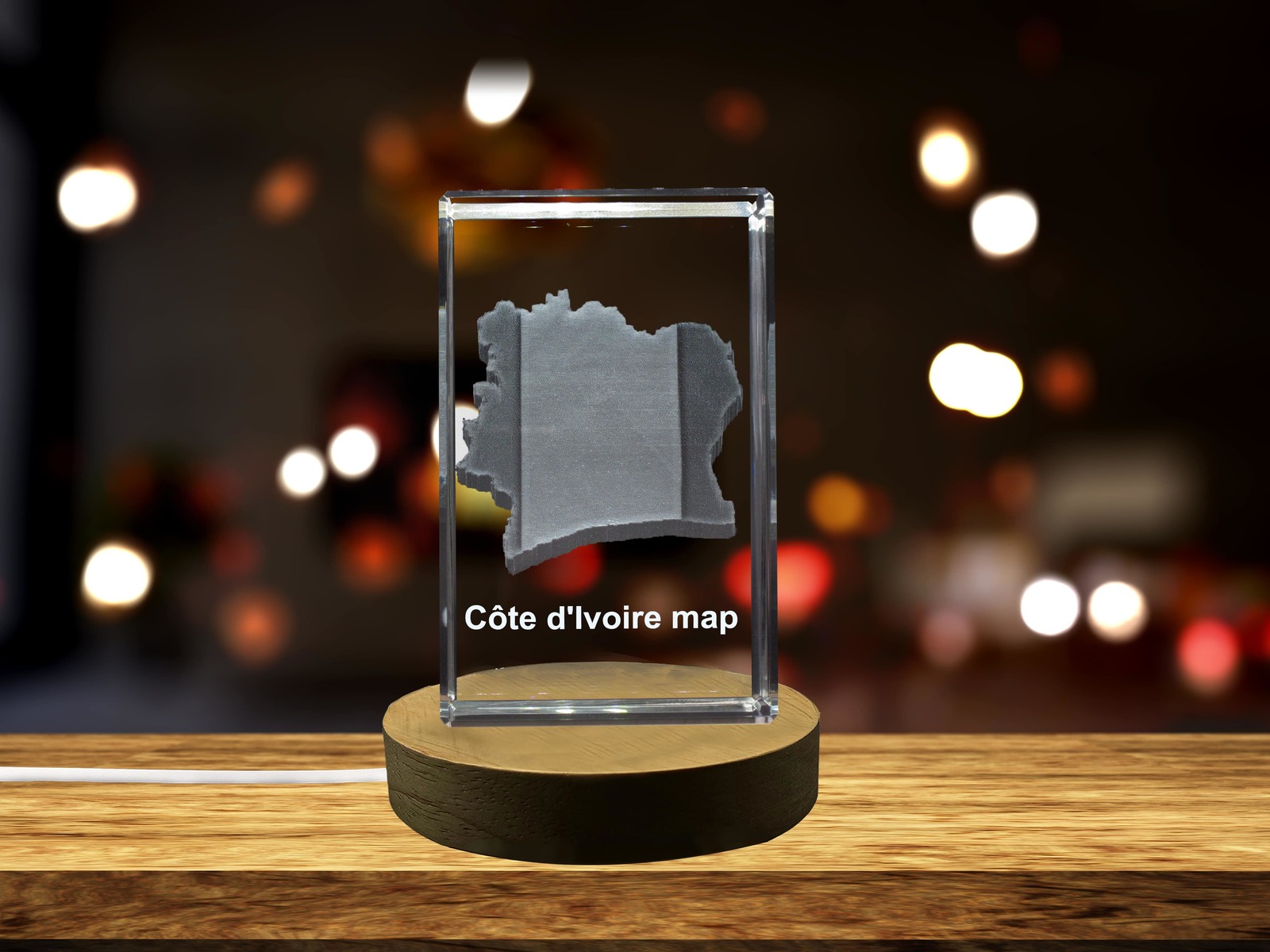 LED Base included | Côte d'Ivoire 3D Engraved Crystal 3D Engraved Crystal