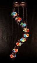 Multicolour Tiffany Turkish Moroccan Style Mosaic Hanging Light Hand Made 9 Mix  - £255.50 GBP