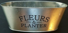 Window Planters Printed ‘Fleurs &amp; Jardin’ Oval Galvanized 11x5x4” Select... - $3.95+