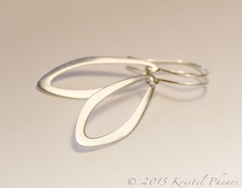 Sterling Silver Earrings - Dangle drop Modern Marquise french hook choose finish - $24.00