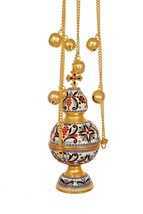 Enamel High Quality Gold Plated Orthodox Incense Burner 11X23cm - £425.65 GBP