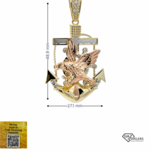 10K Gold CZ Three Tone Eagle Anchor Charm - £339.71 GBP