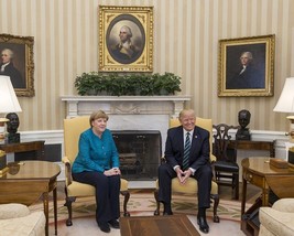 President Donald Trump meets with German Chancellor Angela Merkel Photo Print - £7.01 GBP+