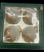 Christmas by Krebs Ornaments Set of 4 Frosted Glass Gold Glitter Nativit... - $17.41