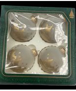 Christmas by Krebs Ornaments Set of 4 Frosted Glass Gold Glitter Nativit... - $320.39 MXN