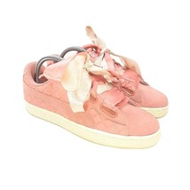 Puma Pink Heart Quilt Ribbon Tied Suede Women&#39;s Sneakers Size 8 - £37.77 GBP