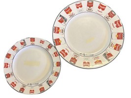 Vintage Andy Warhol Campbell Tomato Soup block Can Art  Dinner / Salad Plate Set - £37.36 GBP
