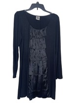 Ivy Jane Women&#39;s Dress 100% Silk Ruffle Front Neck Long Sleeve Black 6 - £23.34 GBP