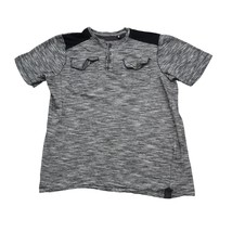 Knit Heritage Mens S Gray Short Sleeve Chest Button Pocket Knitted Tee - £14.63 GBP