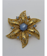 Vintage Signed Jeanne STARFISH Blue Plastic Beads &amp; Rhinestones Brooch G... - £37.22 GBP