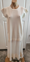 AGNONA  Ivory Wool and White Silk Dress with Cap Sleeves - Size Small - $375.00