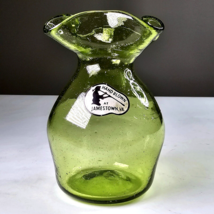 Vintage 1960s Hand Blown Bubble Glass Fluted Ruffle Rim Vase Jamestown V... - $21.99
