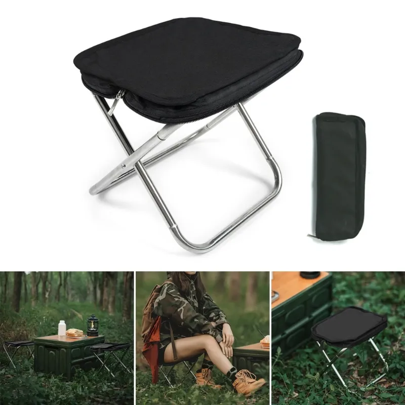 Portable Stool for Camping Fishing Hiking Gardening with Carry Bag Outdoor - £22.93 GBP+