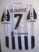 Dusan Vlahovic Juventus FC Serie A Match Slim White Home Soccer Jersey 2021-2022 - £78.66 GBP