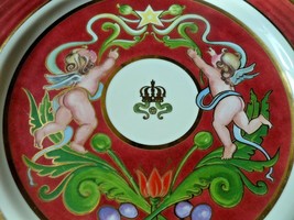 Vintage Scandinavian Pottery Norway Porcelain Porsgrund Plate Angel Cupid rare - $44.55