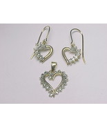 HEART PENDANT &amp; EARRINGS SET in 14K Yellow Gold on Sterling with Diamond... - £42.37 GBP