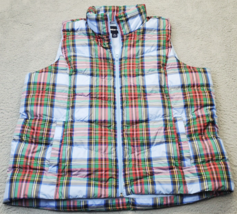 Lands&#39; End Vest Womens 1X Multi Plaid Down Polyester Sleeveless Full Zipper EUC - £27.70 GBP