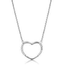 Vintage Style Hollow Heart CZ Silver Plated Necklace Valentine Day Gift 16&quot;+3&quot; - £50.75 GBP