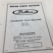Brillion M-88 MC-88 MCR-88 Transport Pulvi-Mulcher Parts Catalog 4J621 1979 - $39.99