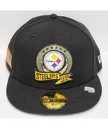 New Era Pittsburgh Steelers 59Fifty Fitted Hat 7 3/8 Salute To Service B... - £27.25 GBP