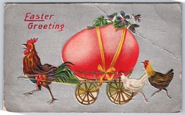 Easter Greetings Fantasy Exaggerated Egg on Cart Chickens UNP DB Postcard K7 - £5.85 GBP