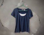 Allyson Whitmore Short Sleeve Knit Top Womens Size Medium Navy Blue Whit... - $14.73