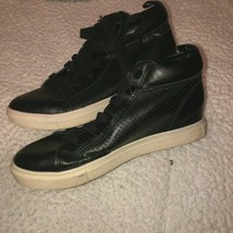 Mossimo Bonded Leather High Top BLack Perforated Sneakers SZ 7 - £10.12 GBP