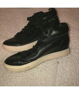 Mossimo Bonded Leather High Top BLack Perforated Sneakers SZ 7 - £10.24 GBP