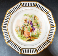 Antique 7.5&quot; Erphila Germany Ebeling &amp; Reuss Gold Trim Open Work Edge Plate - £15.59 GBP