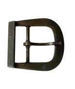 Vintage Solid Brass Tone Belt Buckle Minimalist Rounded Rectangle Design - $16.20