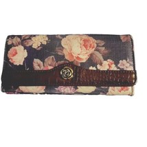 SafeKeeper Wallet Floral Print ID  Windows Coin Cards Cash Pockets Zippe... - $17.82