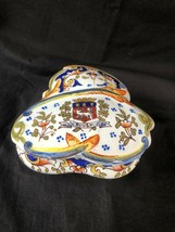 Antique Box French Faience Desvres Rouen 19 Th Century With Coat Of Arms - $145.00