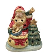 Christmas Santa Claus GILDED Votive Candle Holder Tree Star Vintage Holi... - £15.56 GBP