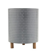 Iron Metal Planter with Geometric Design and Wood Legs (Set of 3) - $2,496.49 MXN