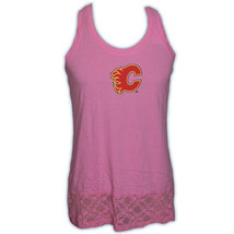  Calgary Flames CCM NHL Hockey Team Logo Women's Lace Hem Tank Top  A  Shirt - $13.99