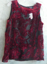 Roz and Ali DressBarn Womens Medium Sleeveless Blouse Velvet Embossed Fl... - £10.78 GBP