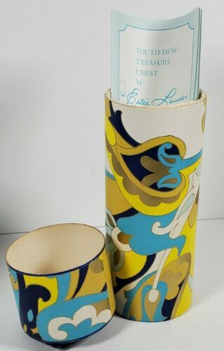Vintage Estee Lauder Youth Dew Cylinder Paper Box Vanity Storage  - $12.95