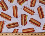 Cotton Hot Dogs Picnic Food  Chow Time Cotton Fabric Print by the Yard D... - $11.95