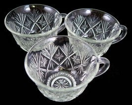 Heritage Stars 6oz Punch Cup Set of 3 Vintage 1970s Hazel Atlas Pressed Glass - £11.75 GBP