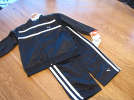 Boy&#39;s Baby infant Puma active jacket pants set stripe black 12 M 12 mont... - $15.54