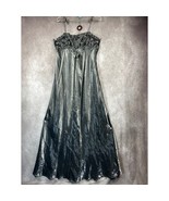 Vintage 90s Y2K Prom Dress 1XL Silver Metallic Empire Waist Evening Gown... - $229.46 CAD