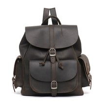 SC Retro Crazy Horse Leather Backpack Women Casual Functional Pockets Flap Shoul - £136.96 GBP