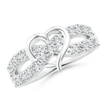 Angara Lab-Grown 1.51 Ct Round Diamond Criss Cross Heart Promise Ring in Silver - £693.35 GBP